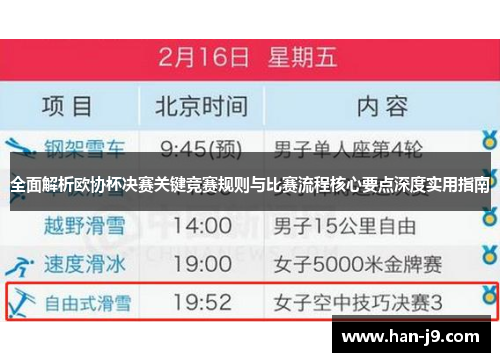 全面解析欧协杯决赛关键竞赛规则与比赛流程核心要点深度实用指南