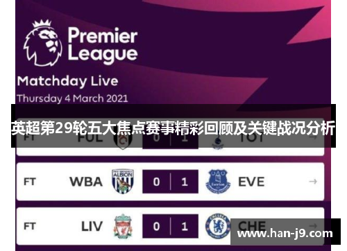 英超第29轮五大焦点赛事精彩回顾及关键战况分析
